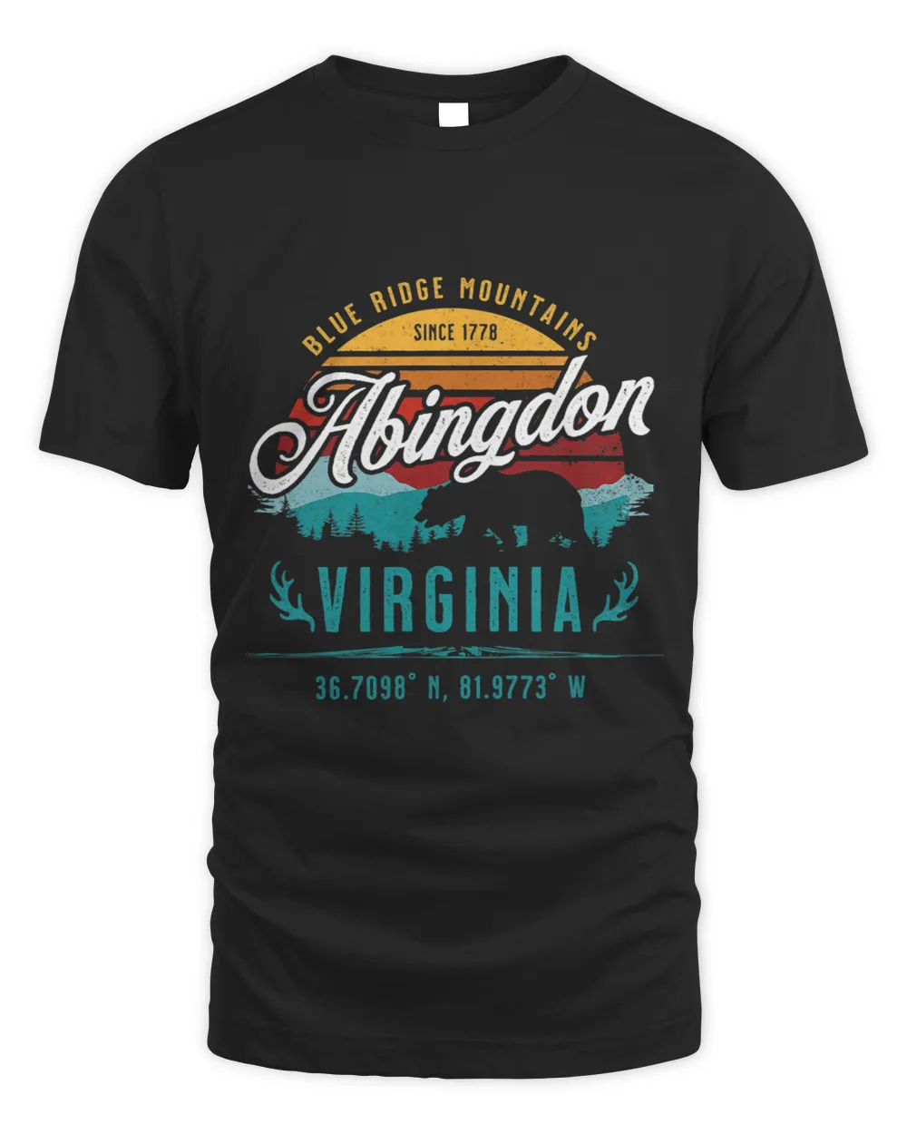 Abingdon VA Virginia Retro Sun Blue Ridge Mountains Souvenir