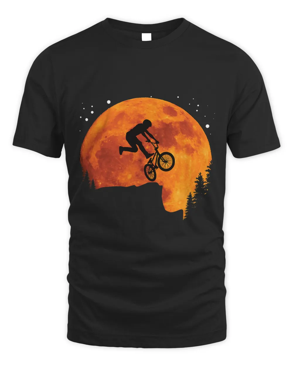 Funny BMX Bike Cliff Jump to the Moon Vintage Retro Sunset 2 Unisex Standard T-Shirt black s
