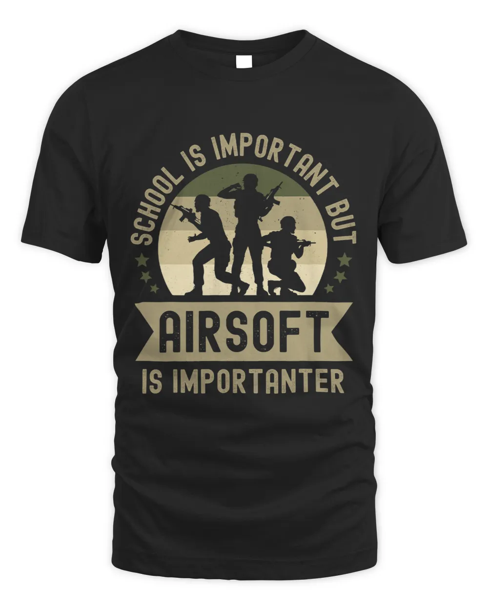Tactical Airsoft Is Importanter Funny School Is Important Unisex Standard T-Shirt black s