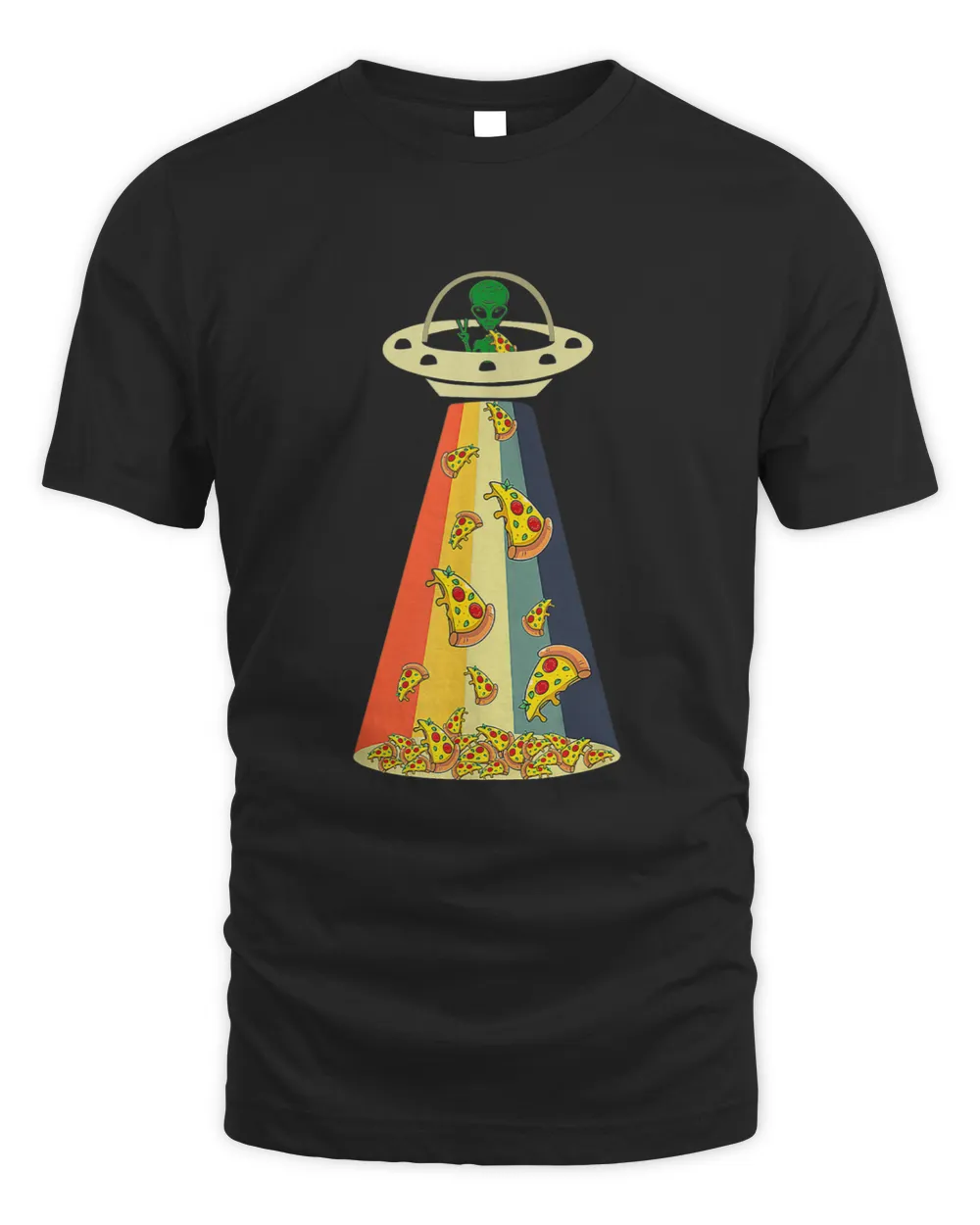 Funny Pizza UFO Alien Eating Pizza a UFO Extraterrestrial