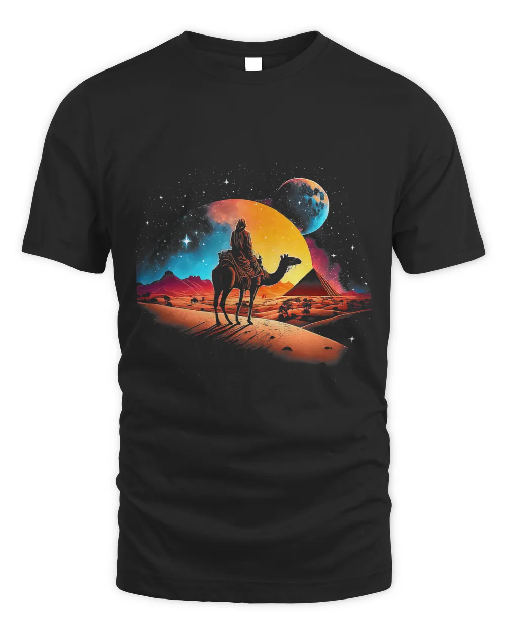 Camel in the desert Colourful Sunset and Moon