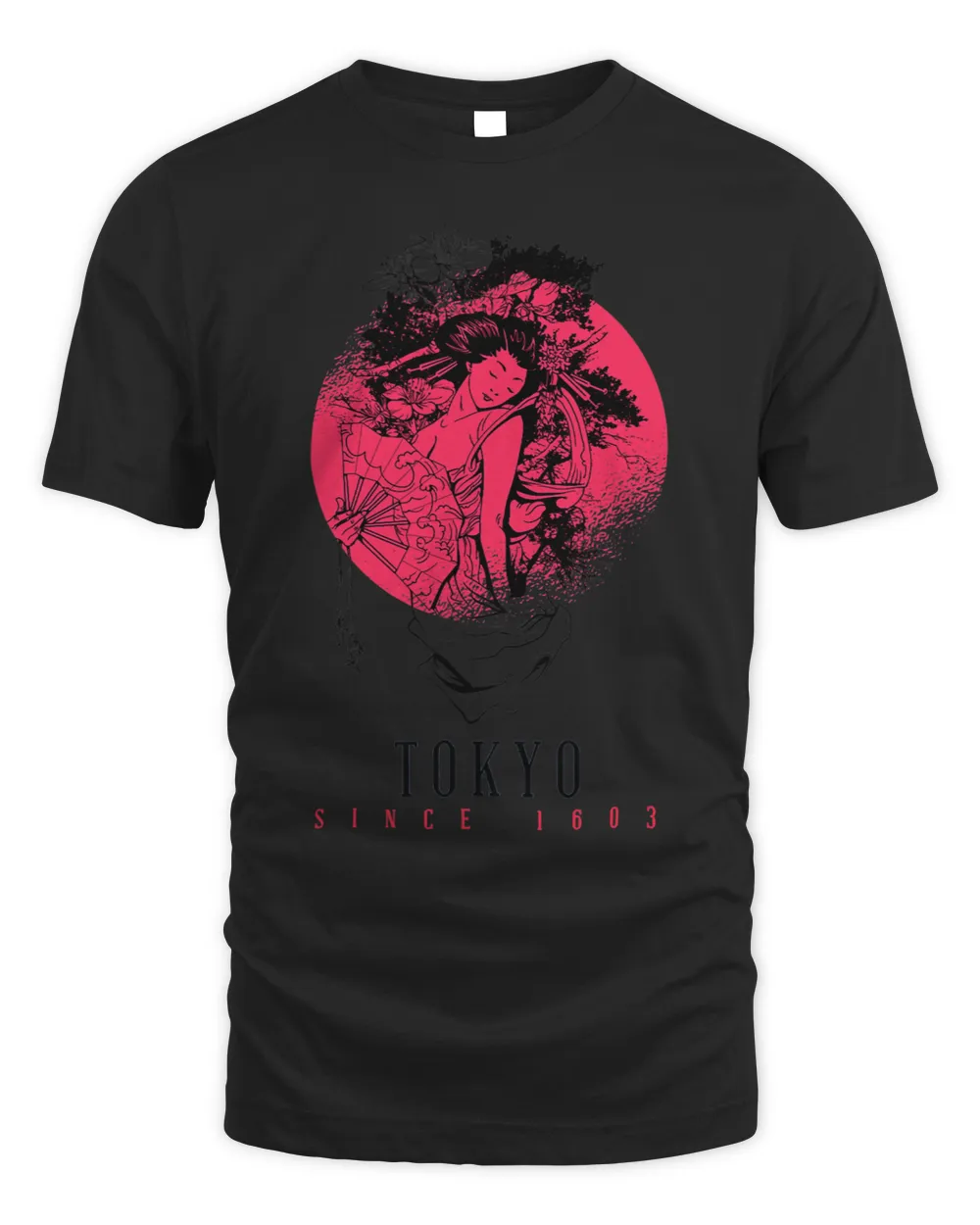 Geisha Girl Red Sun Japanese Design