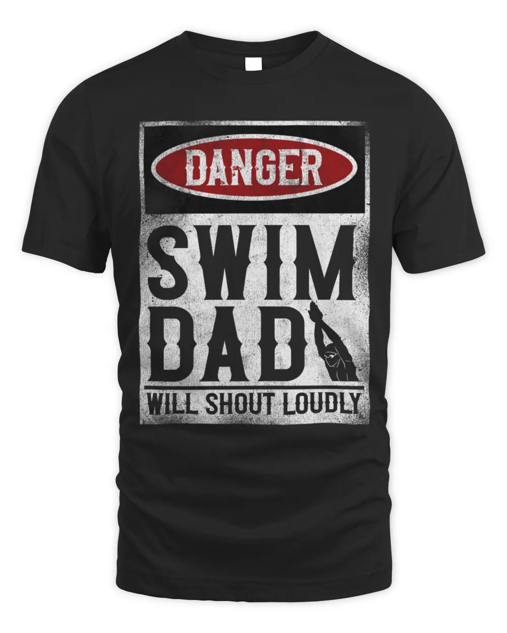 Danger Swim dad will shout loudly Unisex Standard T-Shirt black s