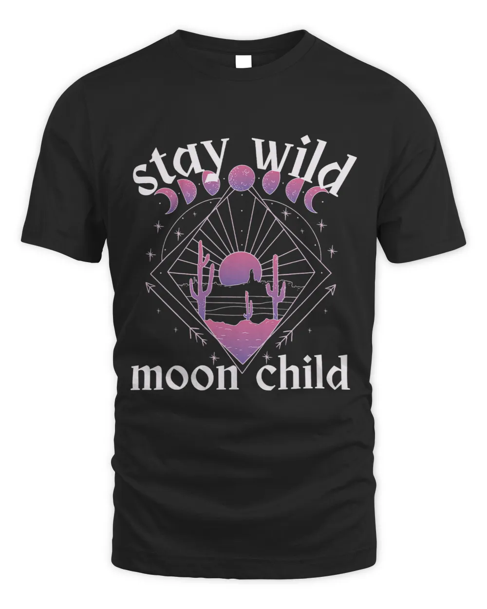 Stay Wild Moon Child Celestial Mystical Witch Vibes Desert Unisex Standard T-Shirt black s