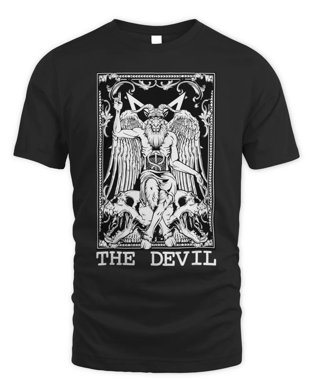 The Devil Horned Demon Tarot Card Witchy Satanic Occult Tee