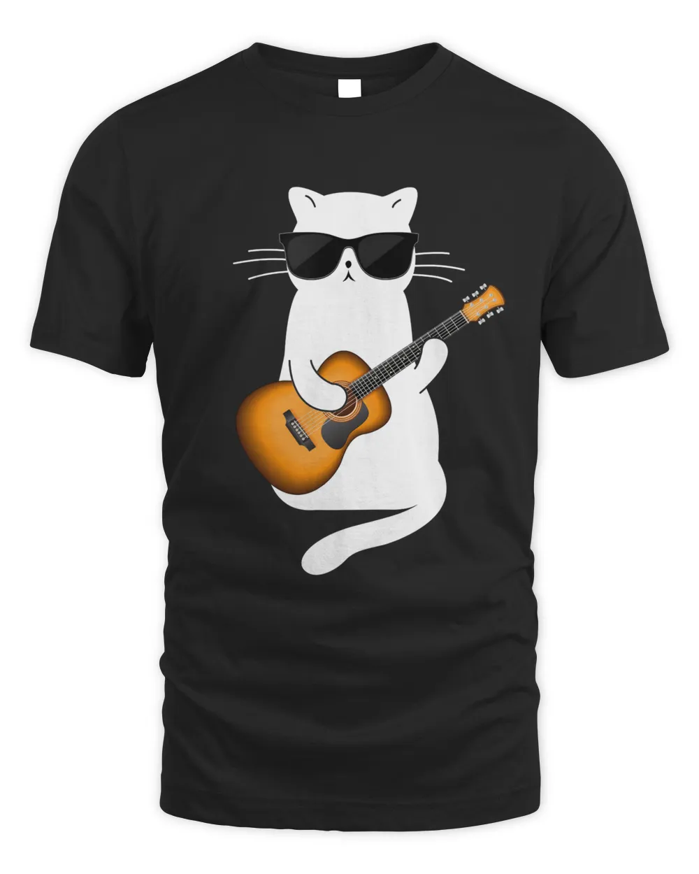 Cool Cat Playing Acoustic Guitar Unisex Standard T-Shirt black s