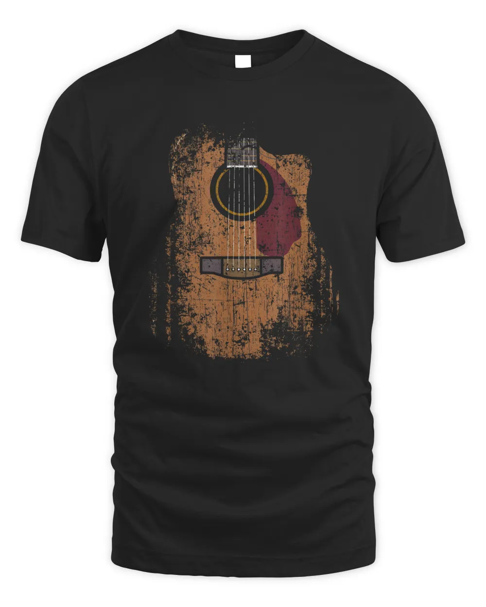 Acoustic Guitar Vintage Distressed Unisex Standard T-Shirt black s