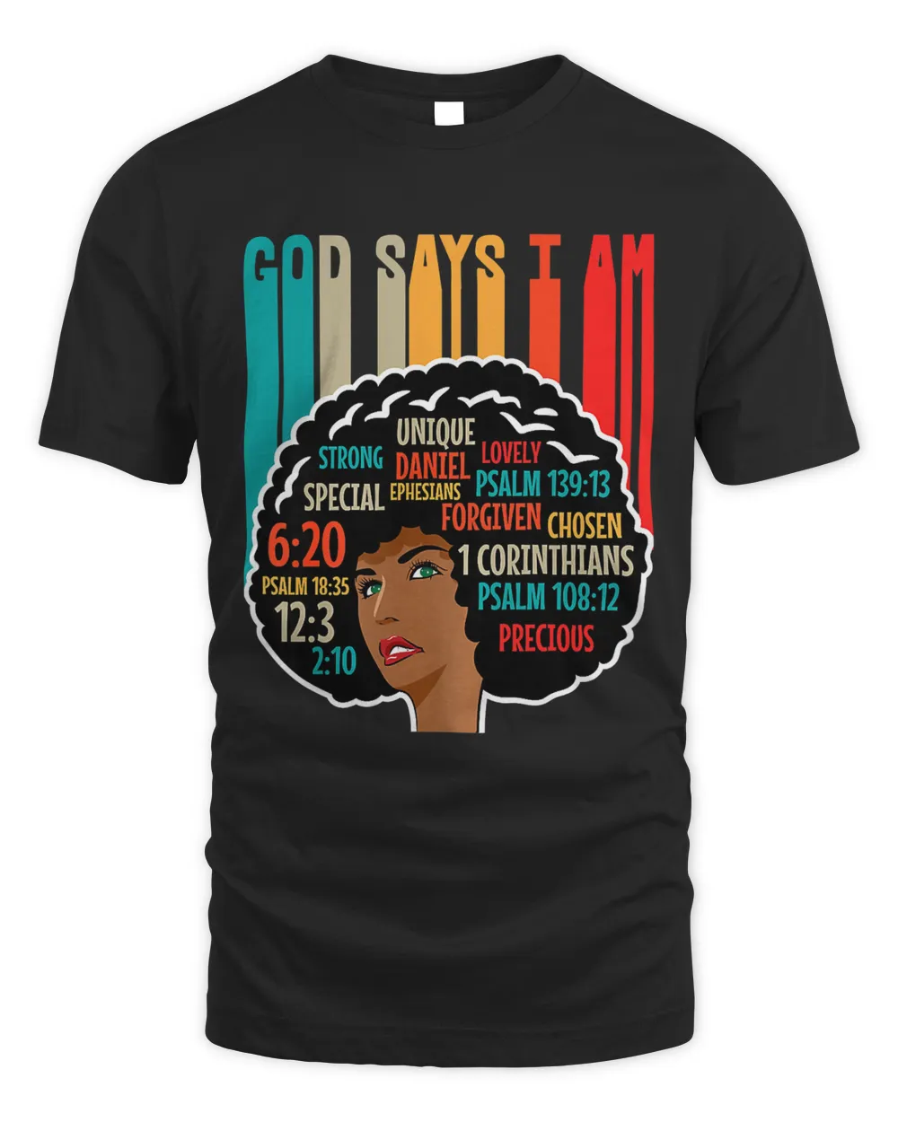 Womens God Says I Am Black History Month Retro BLM Melanin Afro T-Shirt
