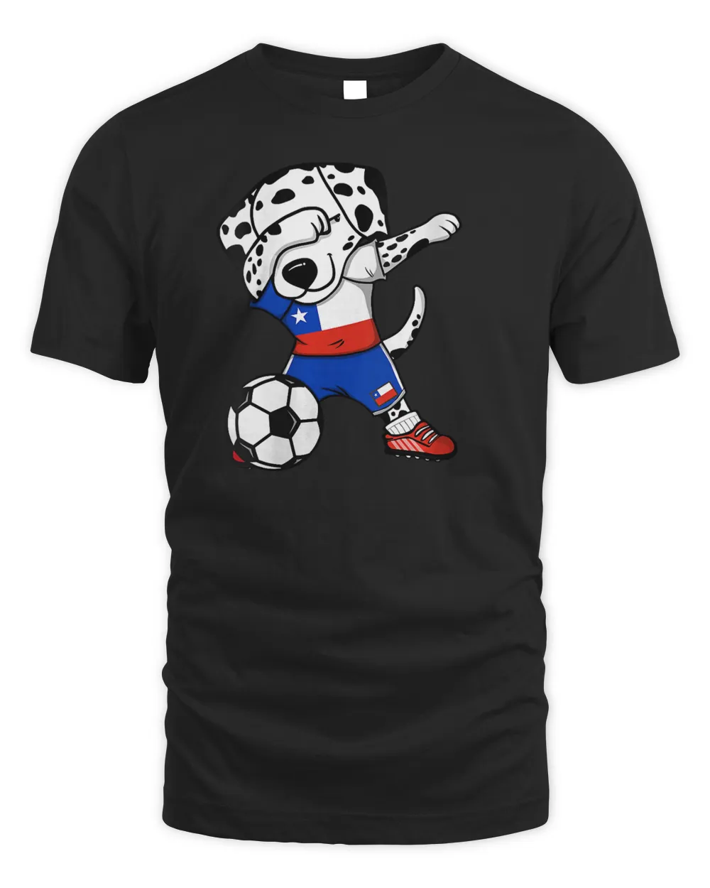 Womens Dabbing Dalmatian Chile Soccer Fans Jersey Chilean Football V-Neck T-Shirt
