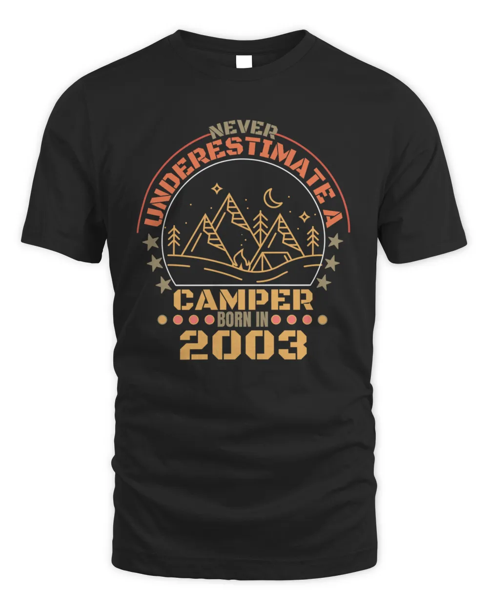 Never Underestimate A Camper Born In 2003 Funny Camping Gifts5193 T-Shirt