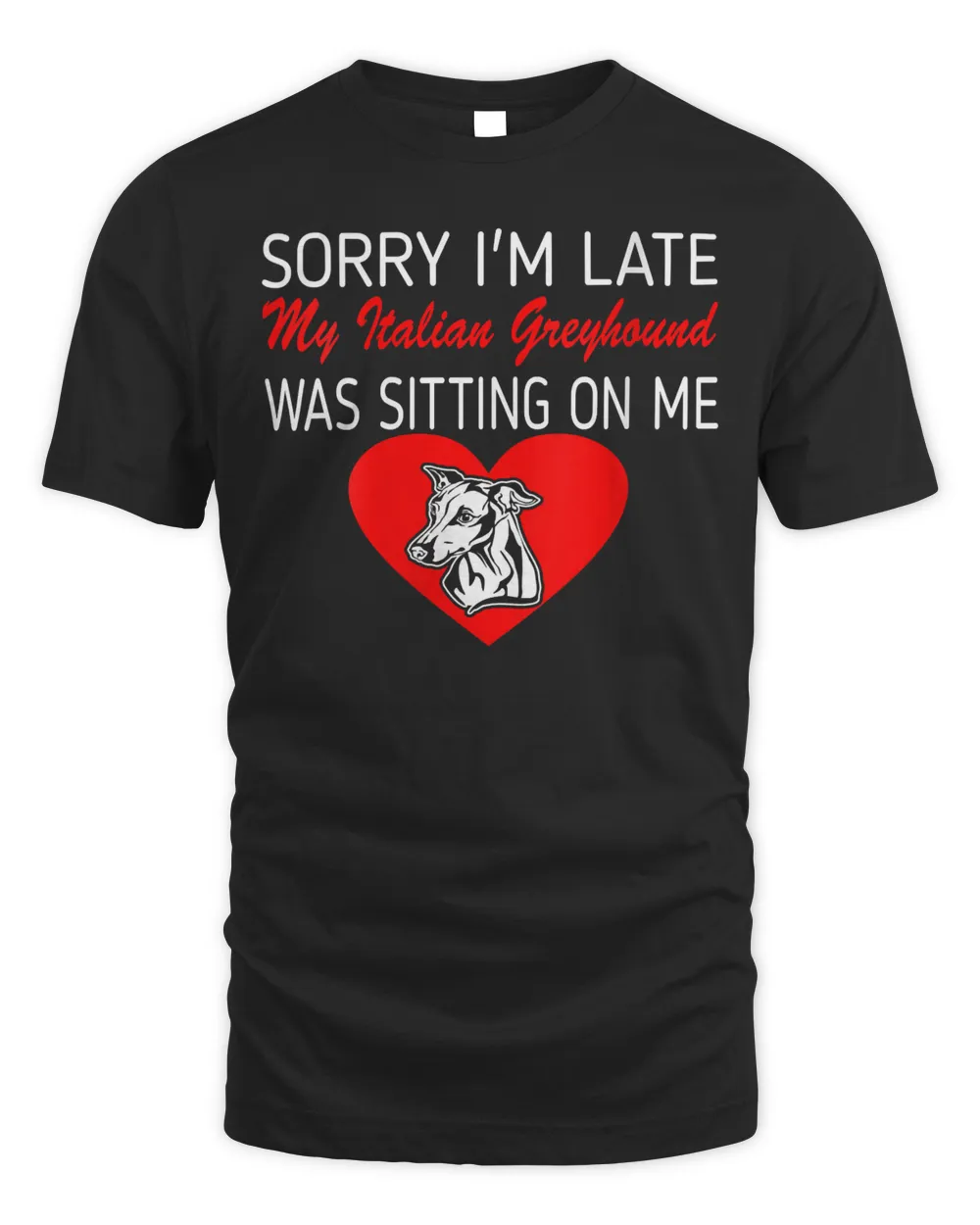 Womens Sorry Late Italian Greyhound Sitting On Me Gift V-Neck T-Shirt