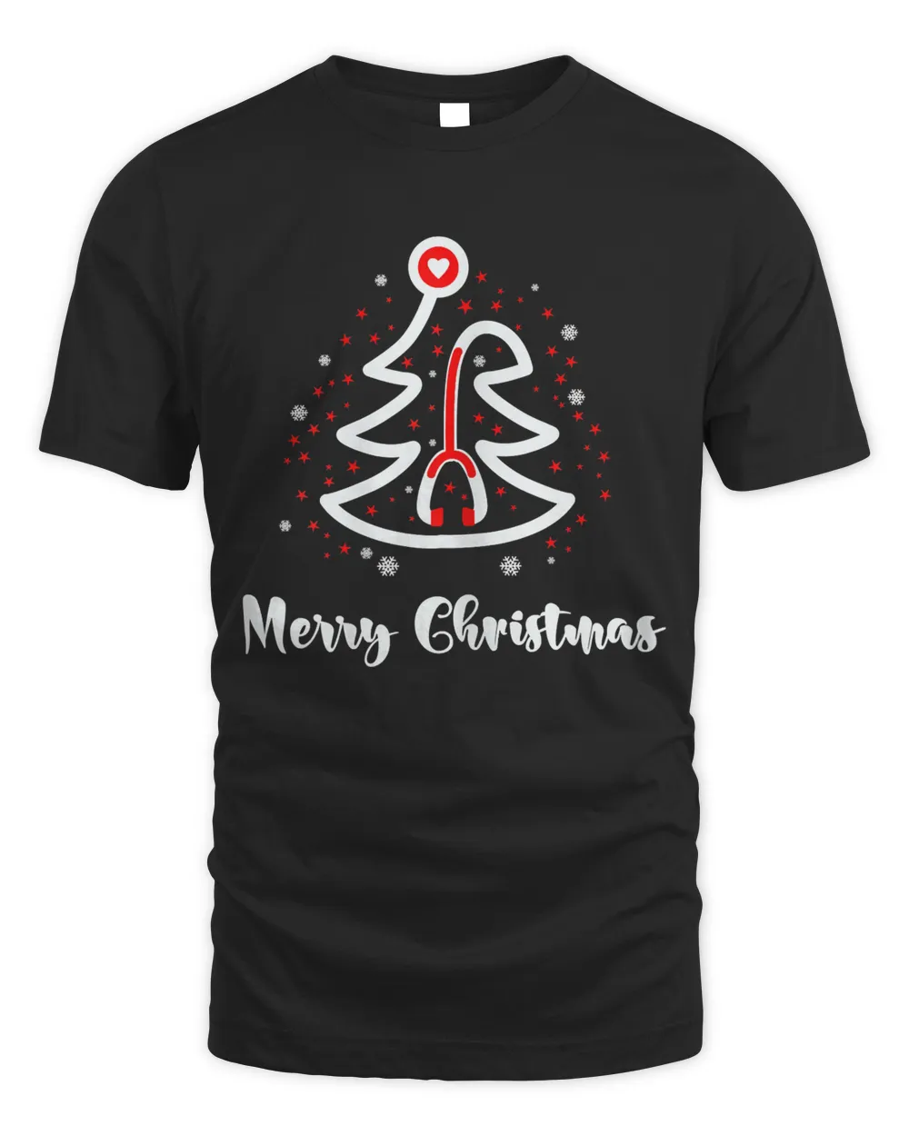 Womens Merry Christmas Stethoscope Nurse Christmas Gift Tree Xmas T-Shirt