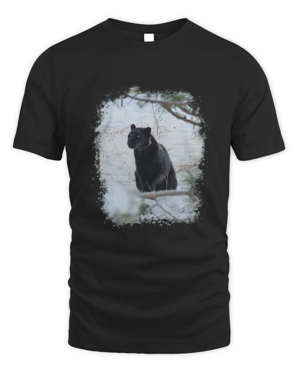 Luna The Leopard in the Snowy Forest Unisex Standard T-Shirt black s
