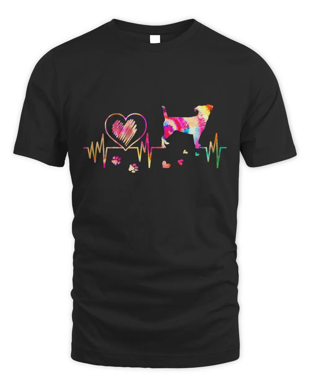 Jack Russell Terrier Dog Tie Dye Heart Beat Puppy Dog Lover T-Shirt