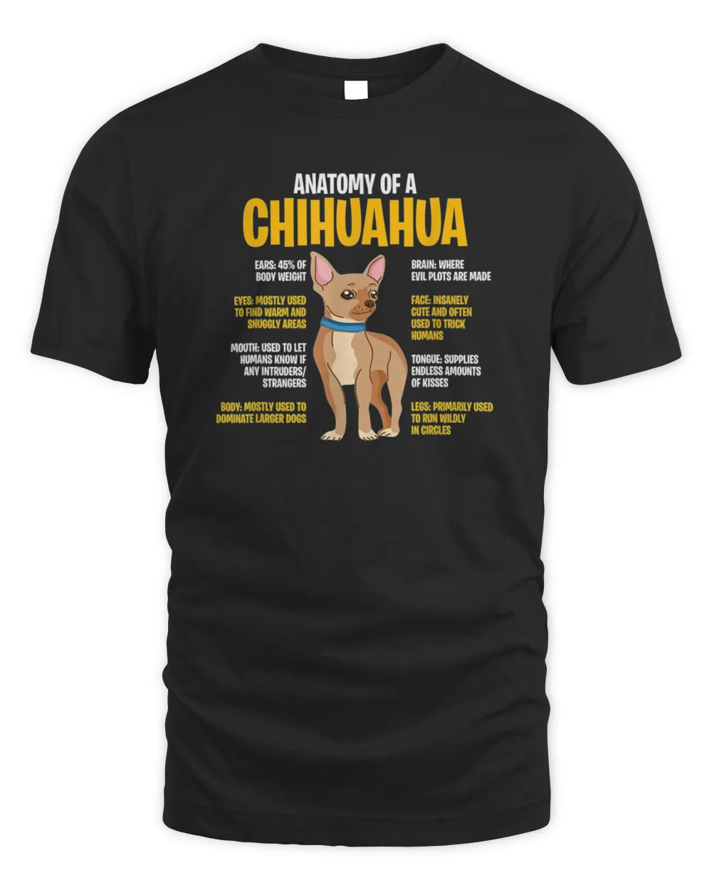Anatomy Of A Chihuahua Breed Dog Pet Hound Lover Gift 6074 T-Shirt ...