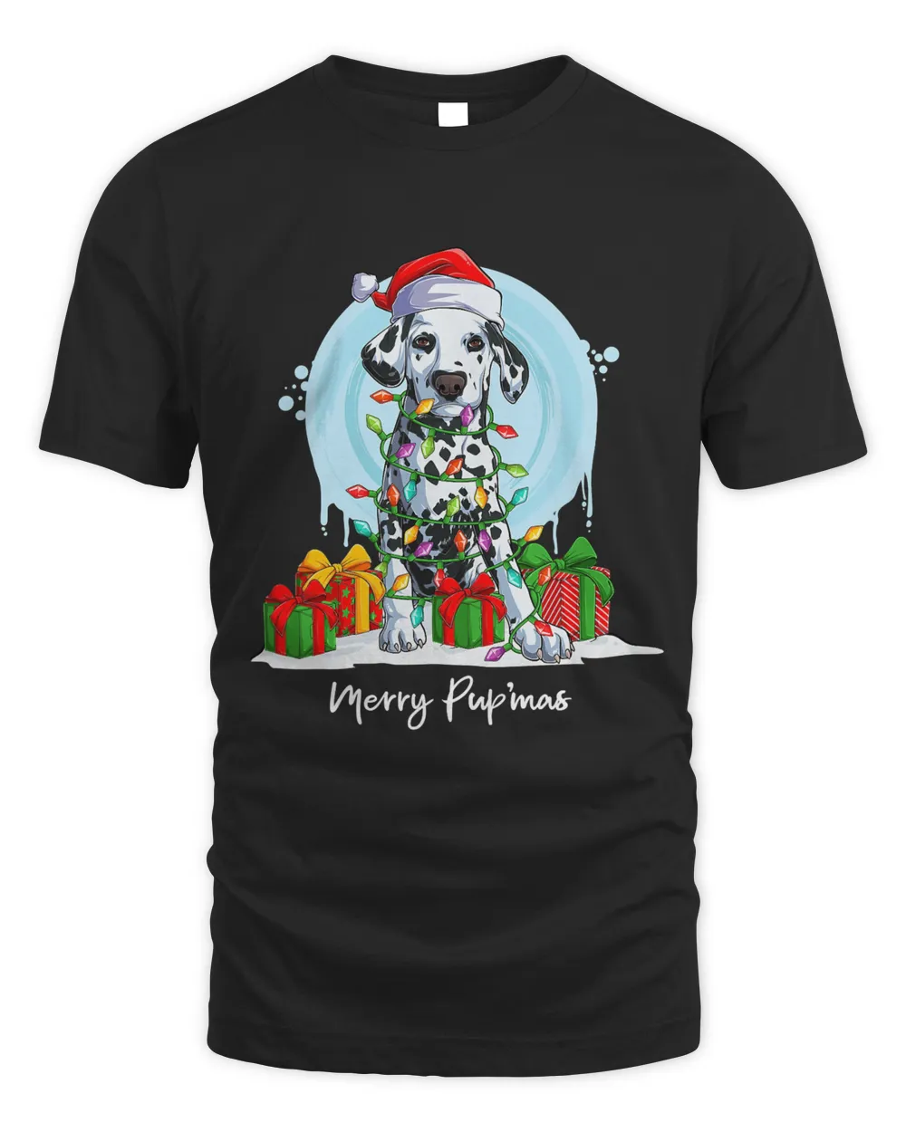Merry Pup'mas, Dalmation Dog, Christmas Tree T-Shirt