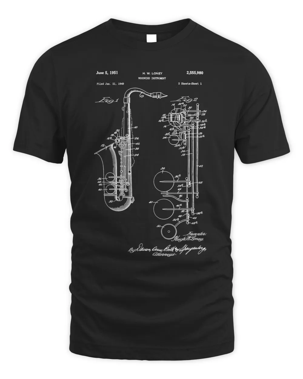 Saxophone Patent T-Shirt