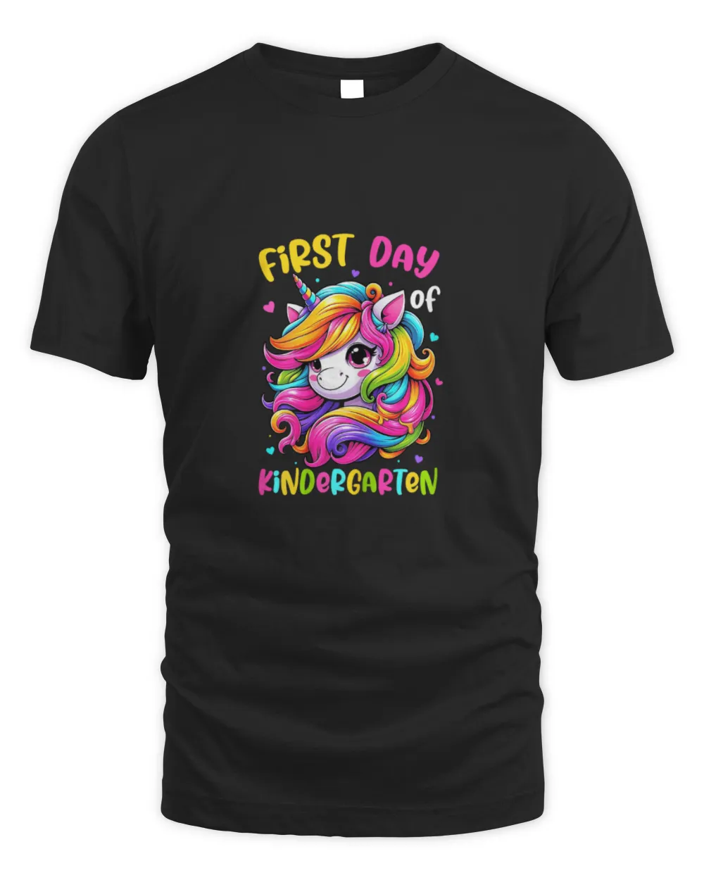 Cute Unicorn First Day Of Kindergarten Back To School Girls Men's Standard T-Shirt black s