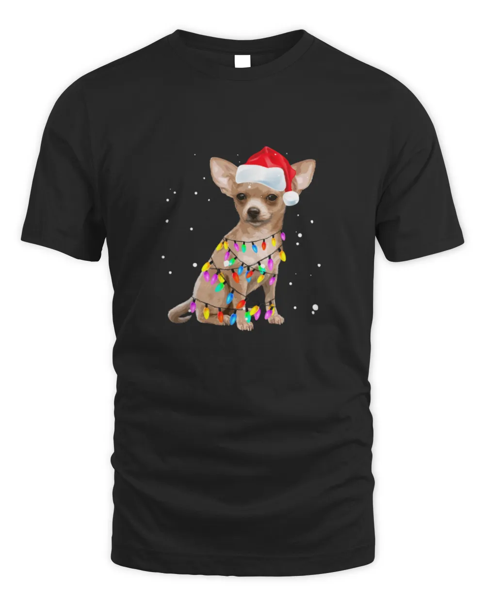 Christmas Lights Chihuahua with Santa Hat Pajamas Unisex Standard T-Shirt black s