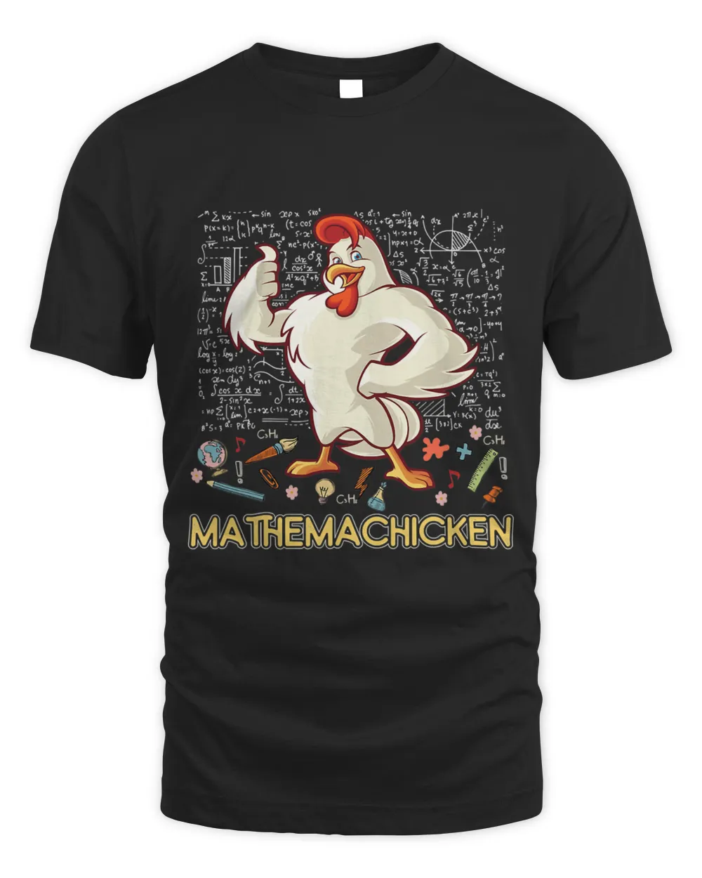 Mathemachicken Math Lover Funny Chicken Unisex Standard T-Shirt black s
