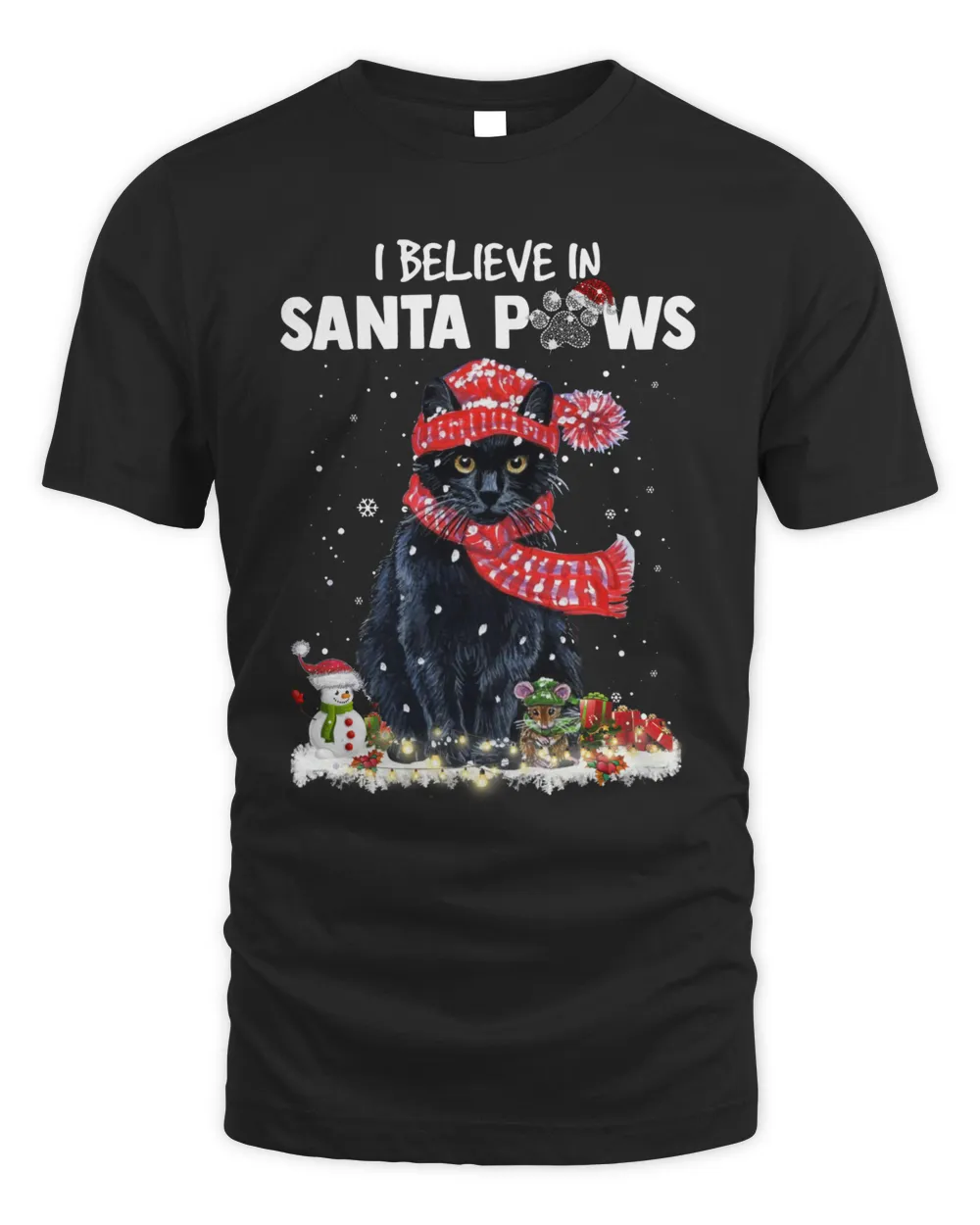 Cat I Believe In Santa Paws Black Cat