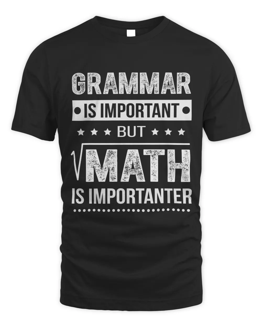 Grammar is important but math is importanter Unisex Standard T-Shirt black s