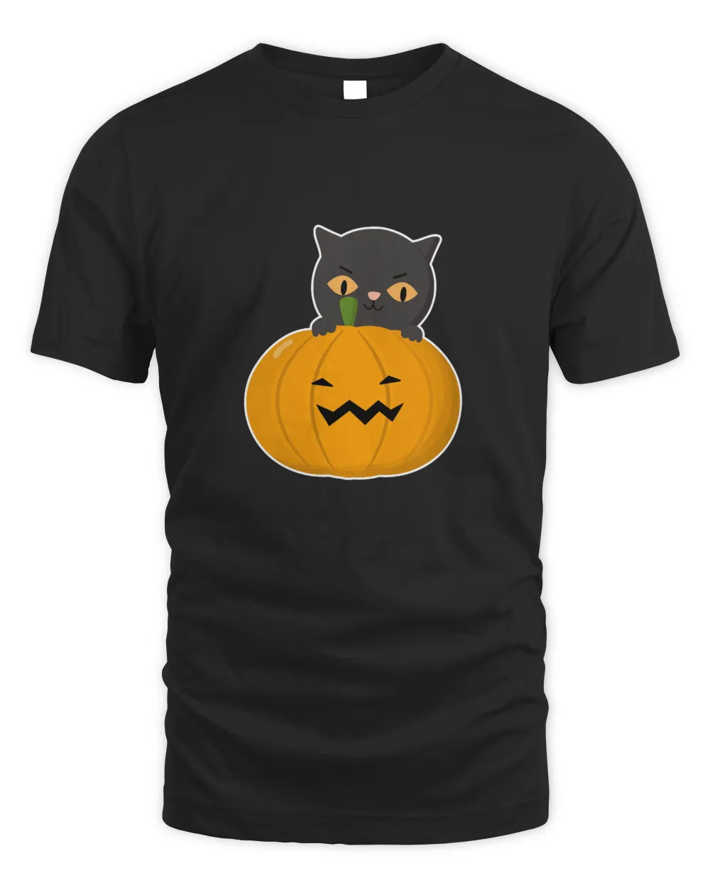 Black Cat sitting in a Pumpkin for Cat Lover Halloween T-Shirt