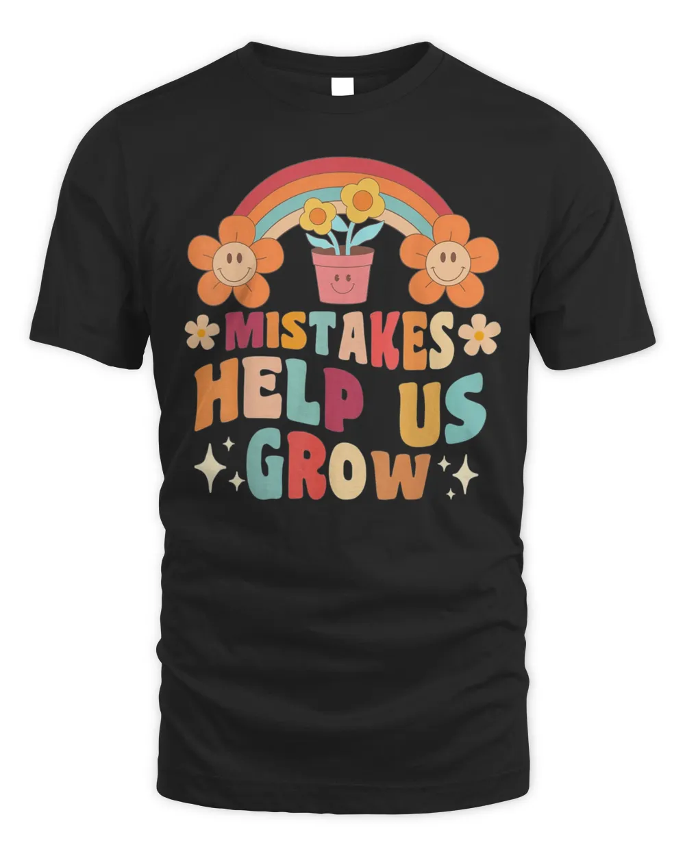 Retro Groovy Teacher Mindset Positive, Mistakes Help Us Grow Shirt