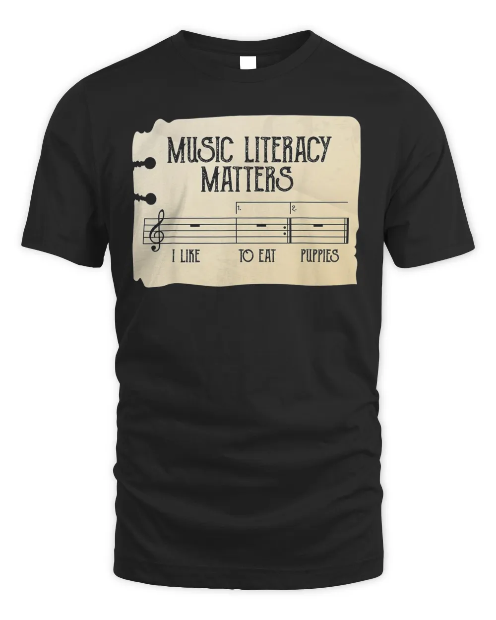 Music Literacy Matters I Like To Eat Puppies Retro Vintage Shirt