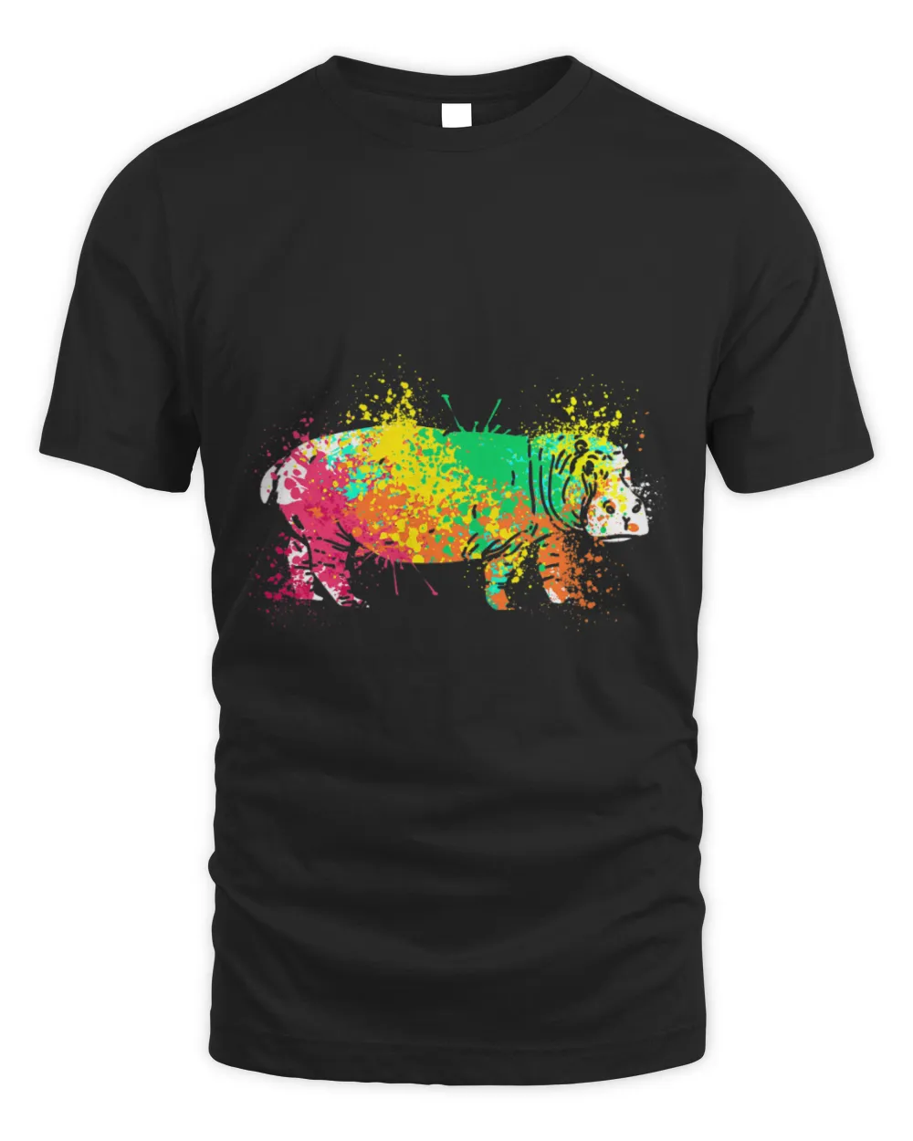 Hippo Pet Splash Art Unisex Standard T-Shirt black s