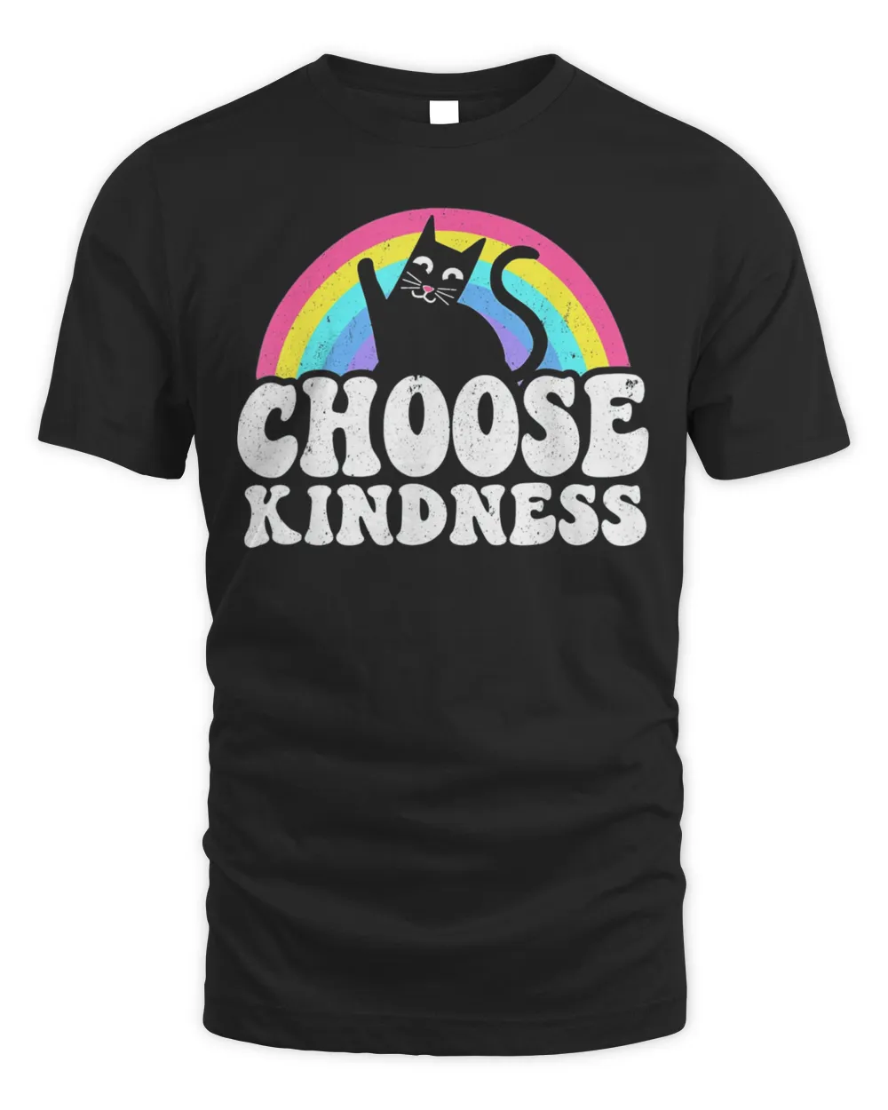 Anti Bullying Rainbow Peace Kind Hippie Cat Choose Kindness Shirt Unisex Standard T-Shirt black xl