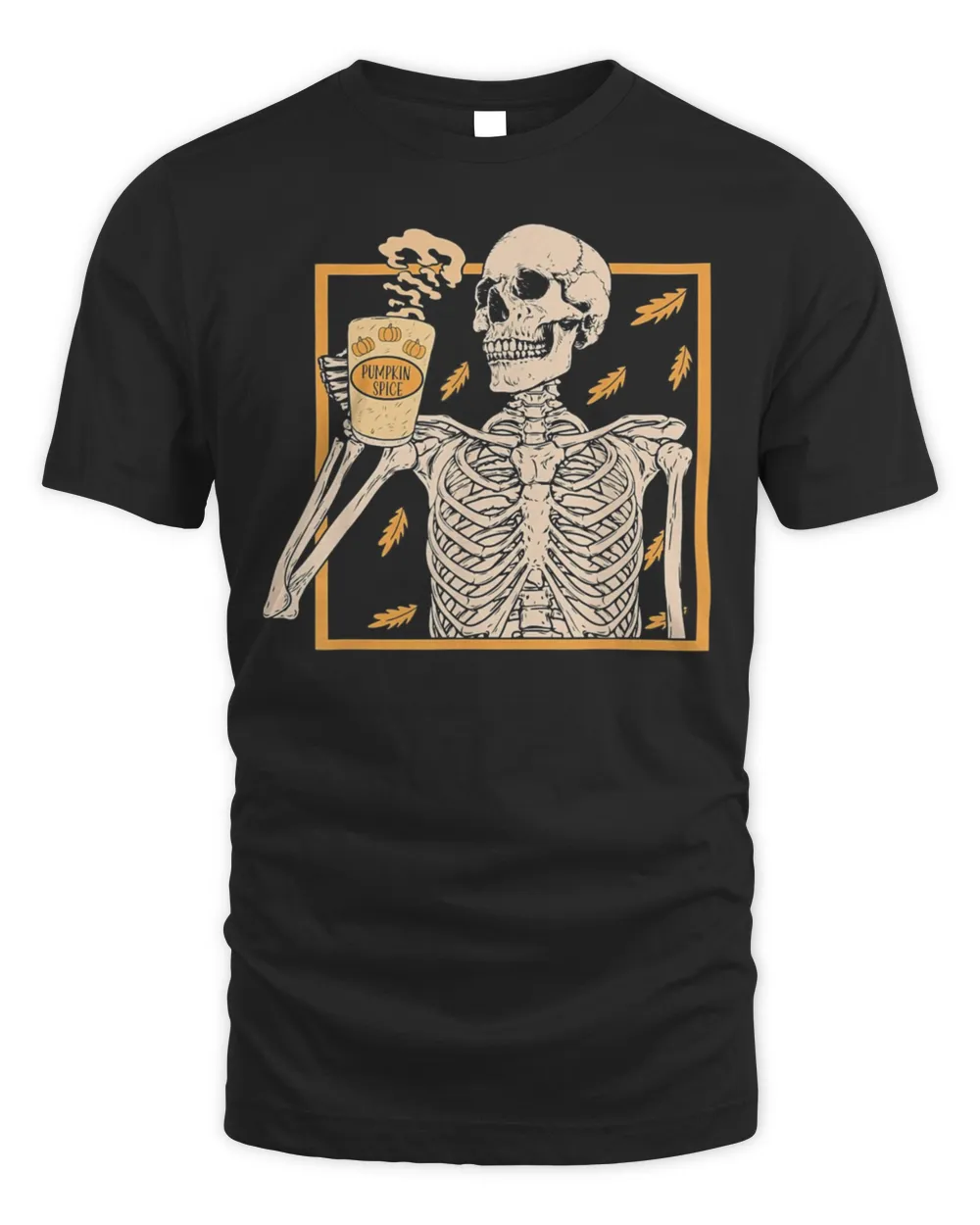 Vintage Halloween Skeleton Pumpkin Spice Latte Syrup Creamer Shirt Unisex Standard T-Shirt black xl