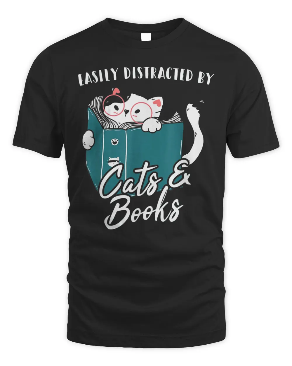 Easily Distracted By Cats And Books T-Shirt