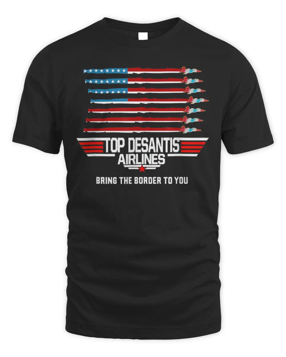 Desantis Airline Bringing the Border to You Martha’s Vinyard Us Flag T-Shirt