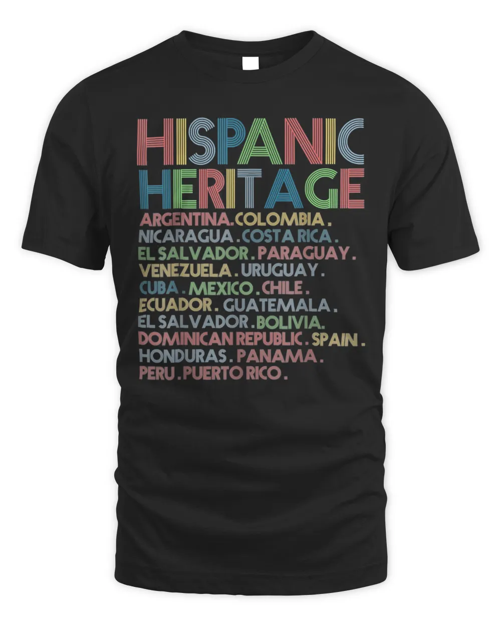 Hispanic Heritage Month Latino All Countries Names T-Shirt