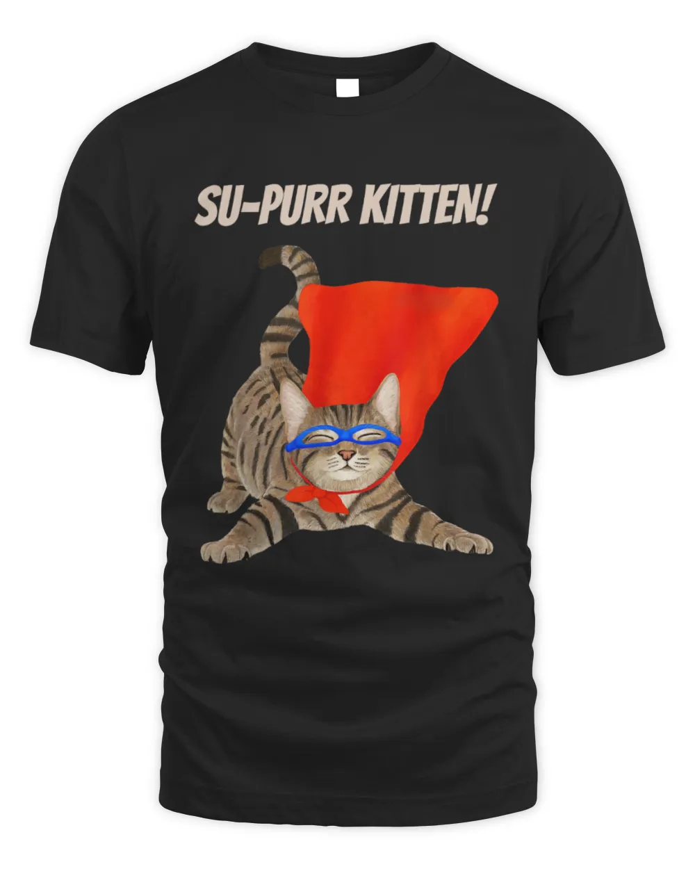 Supurr kitten  Cute super hero cat TShirt Unisex Standard T-Shirt black s