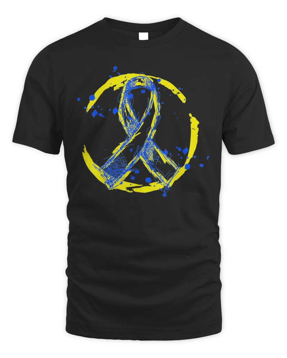 Retro Yellow And Blue Ribbon Down Syndrome Awareness T-Shirt