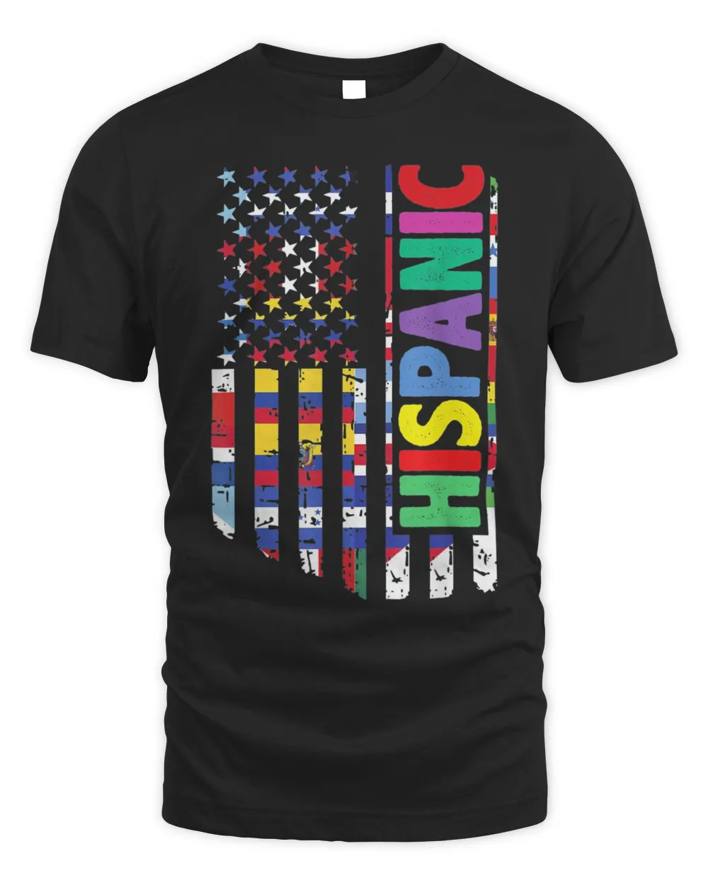 USA And Latin American Countries Flag Hispanic Heritage T-Shirt