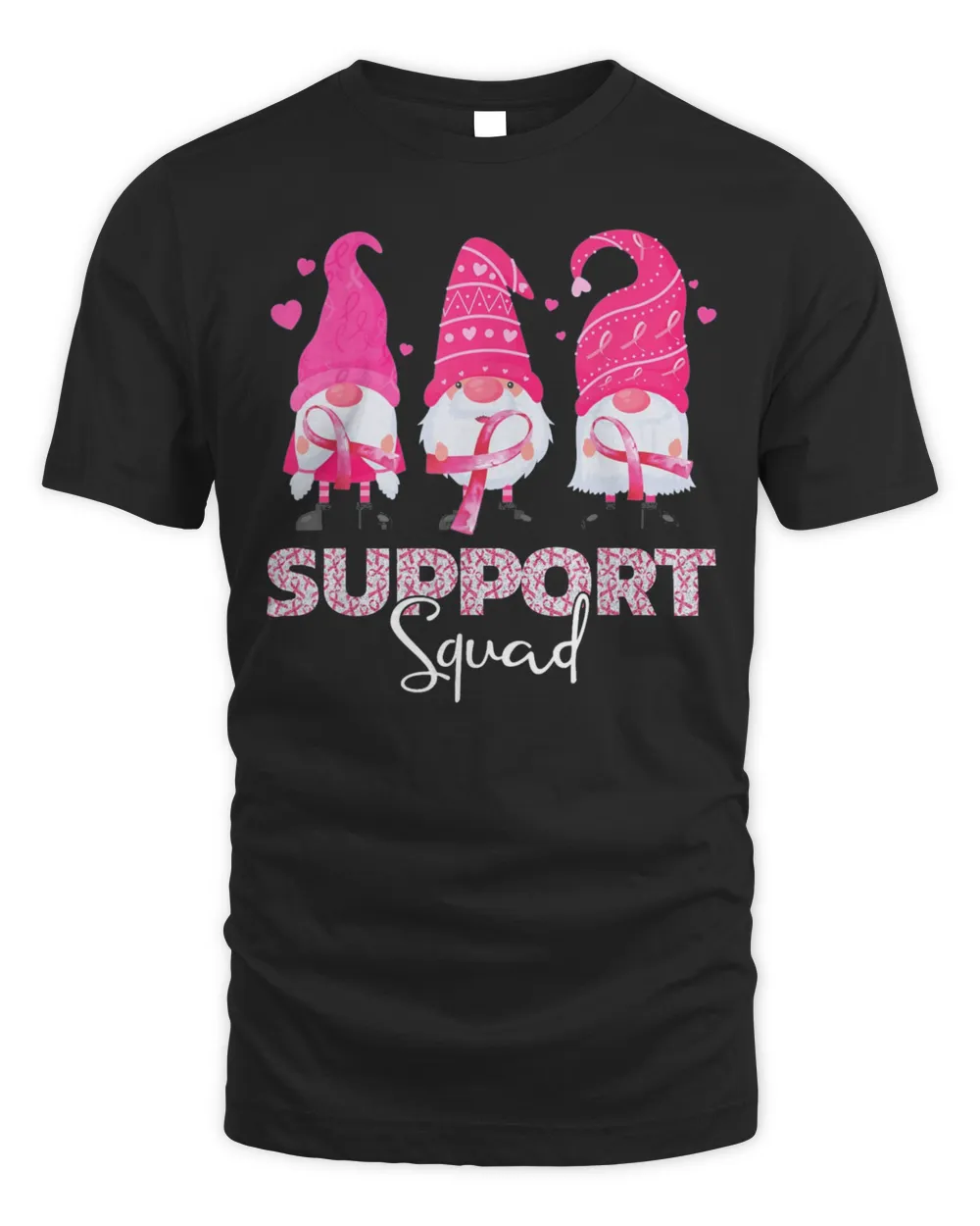 Cute Pink Gnomies Support Squad Breast Cancer Awareness Tee Shirt