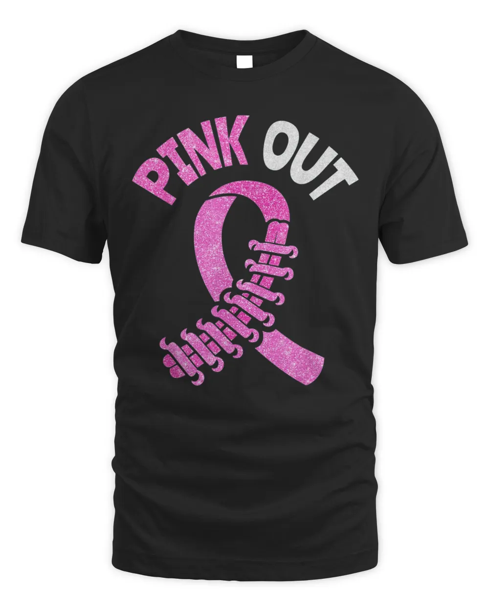 Cute Pink Ribbon Breast Cancer Awareness Football Pink Out Tee Shirt