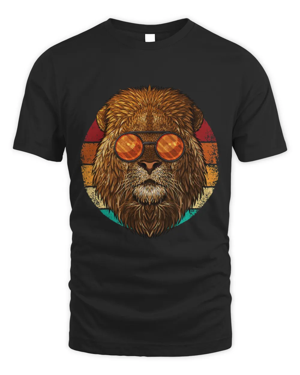 Lion Pet Face Wildlife Retro Animal Eighties Style Unisex Standard T-Shirt black s