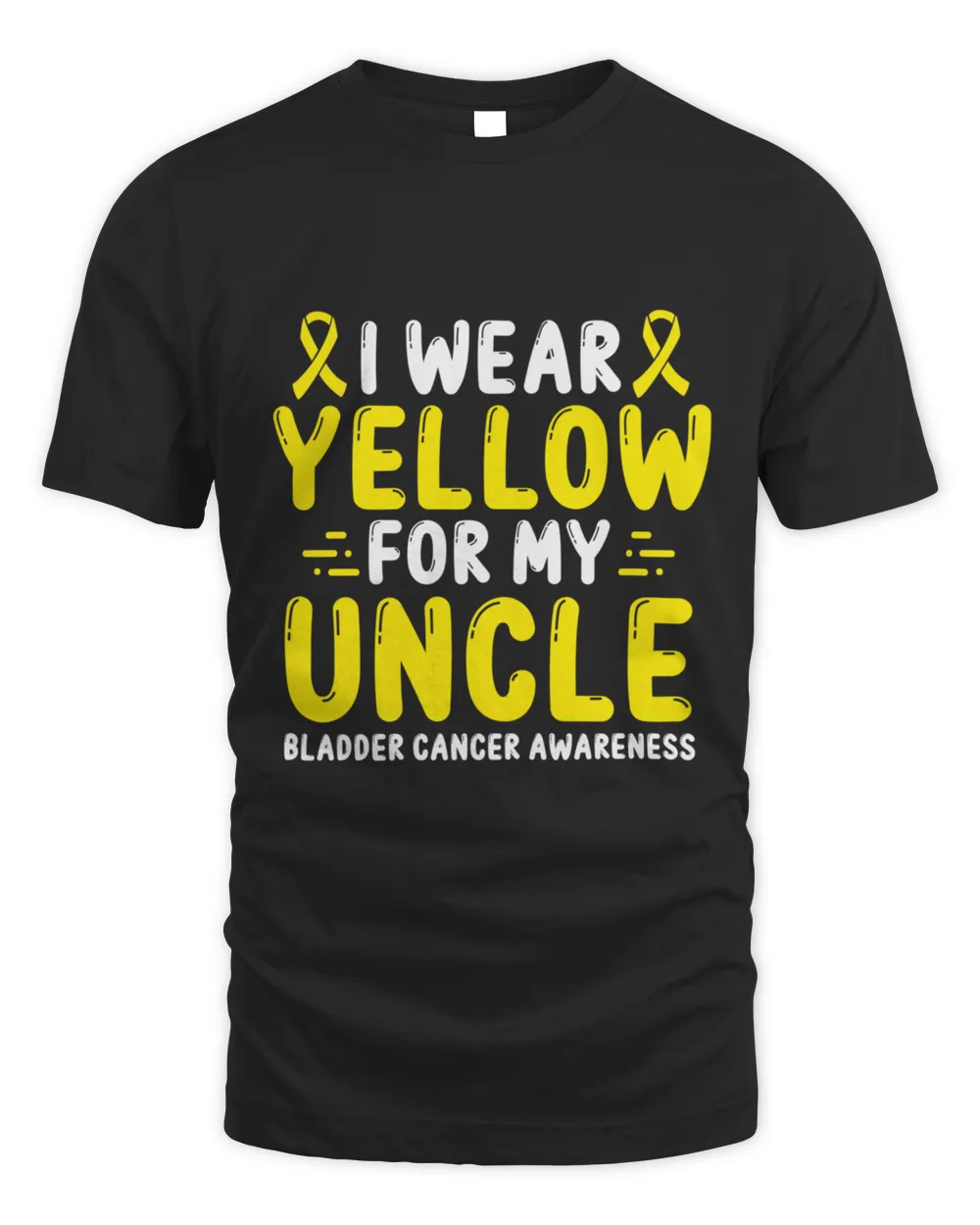 Bladder Cancer Awareness Uncle Men Yellow Ribbon T-Shirt