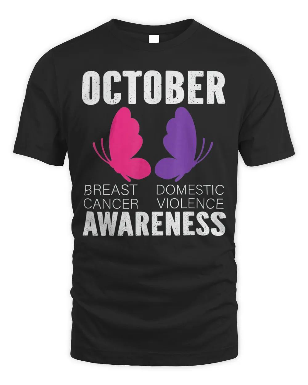 Breast Cancer And Domestic Violence Awareness Butterfly T-Shirt Unisex Standard T-Shirt black xl