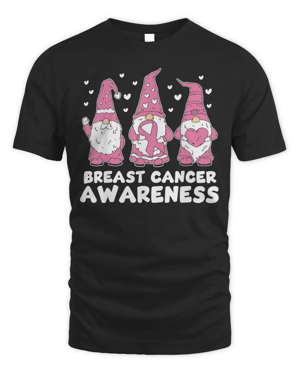 Breast Cancer Pink Support Squad Awareness Gnomes T-Shirt