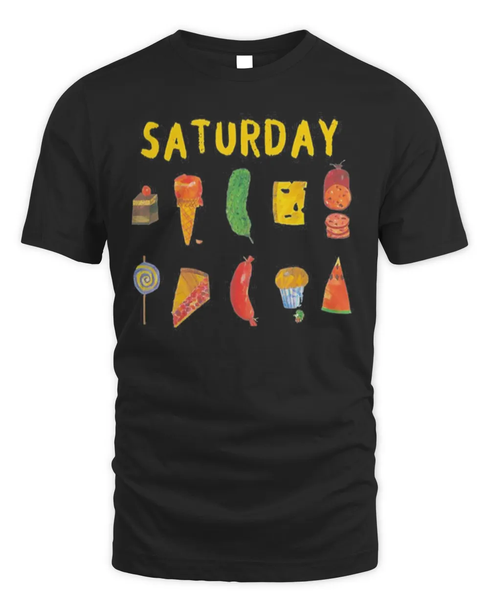 Hungry Caterpillars SATURDAY Funny Fruit Lover Vegan T-Shirt