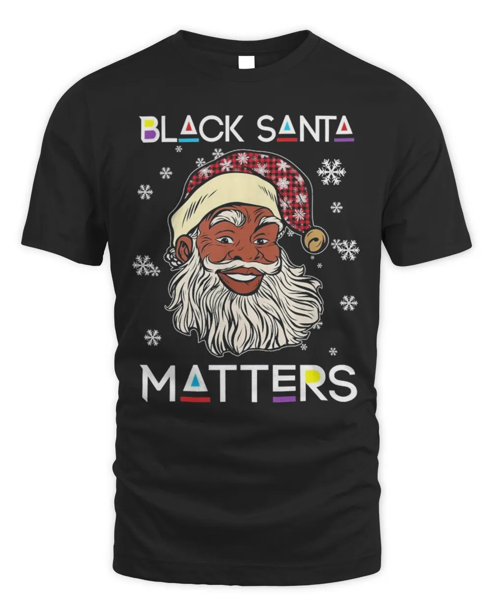 Santa Black Matters Afro African American Santa Face Christmas Red Plaid Tee Shirt Unisex Standard T-Shirt black xl