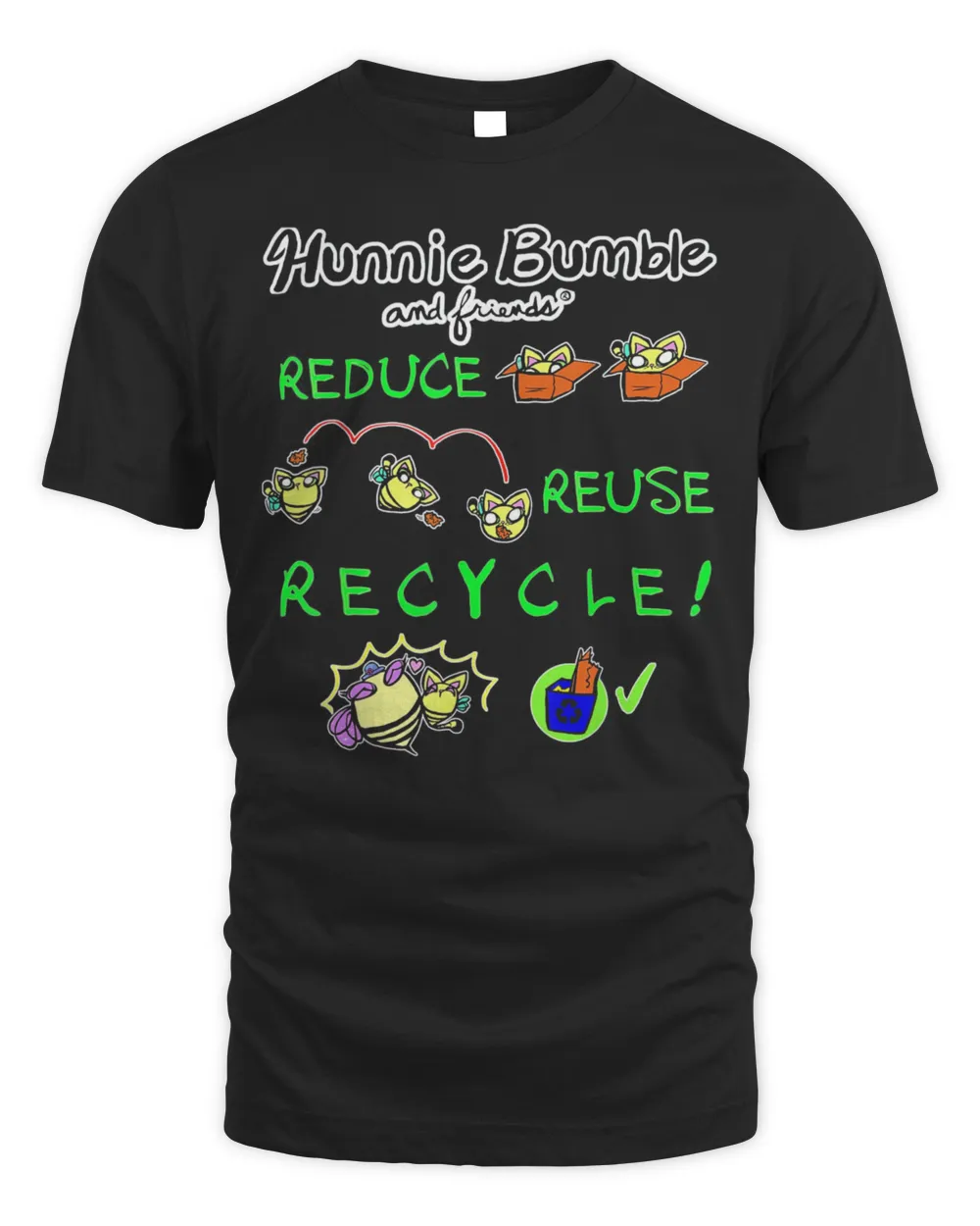 Hunnie Bumble and Friends Reduce Reuse Recycle Eco-friendly T-Shirt