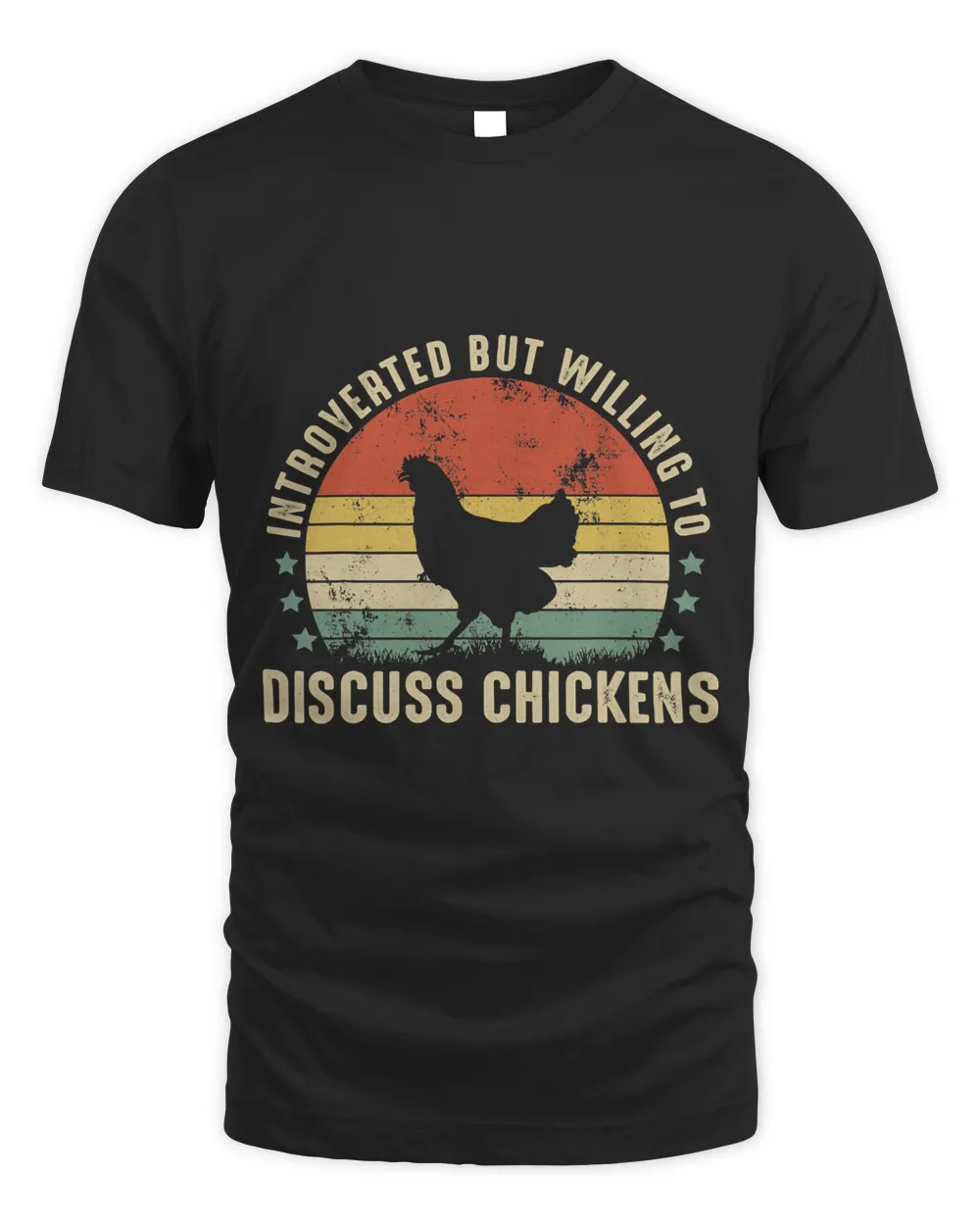 Introverted But Willing To Discuss Chickens Funny Chicken2 Unisex Standard T-Shirt black s