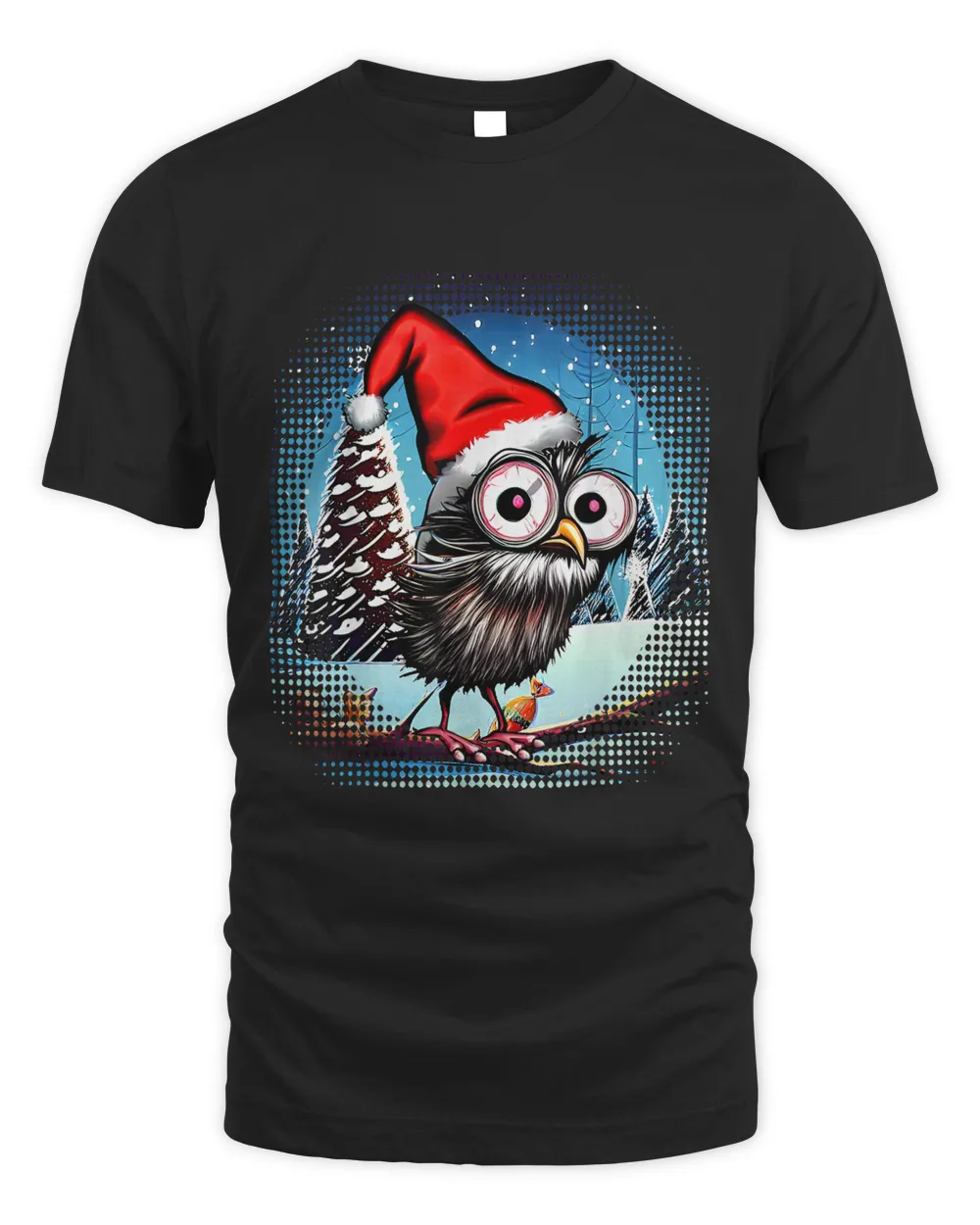 Funny Owl Christmas Pajama Bird Lover Winter Landscape Art T-shirt