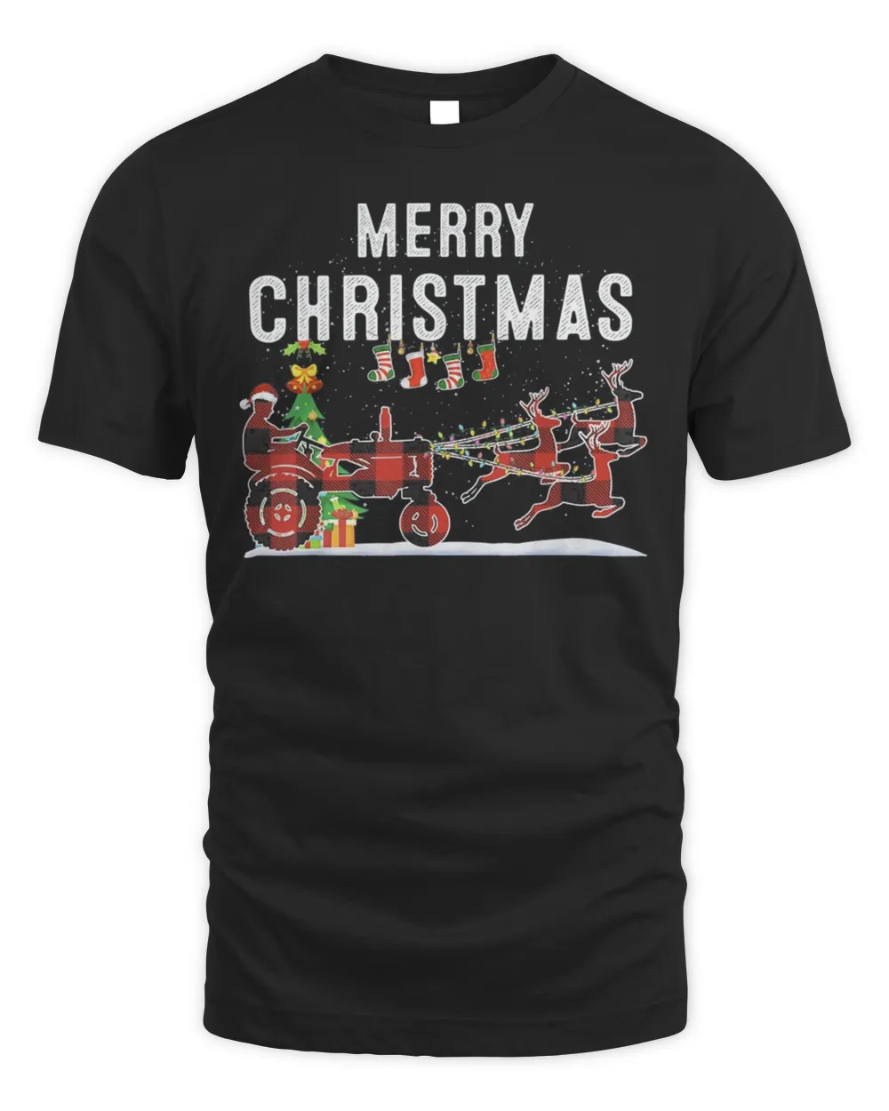 Funny Farm Tractor Merry Christmas Farmer Xmas Gift Shirt